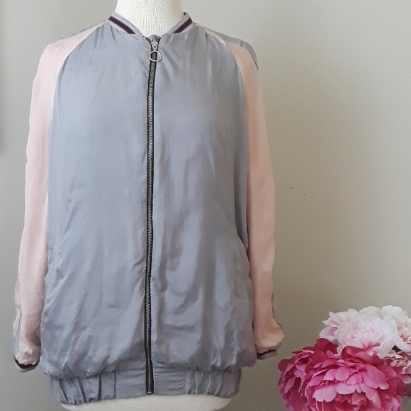 Zara Woman blush pink and gray bomber jacket xs - Picture 3 of 8